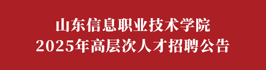 山东信息职业技术学院2025年高层次人才招聘公告